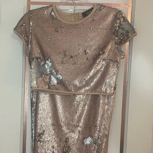 Akira black label blush/silver sequin midi skirt